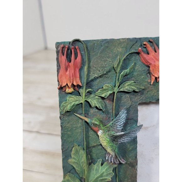 Hummingbirds Resin Photo Picture Frame Ruby Throated Embossed 3D 3.5" Picture - Picture 2 of 8